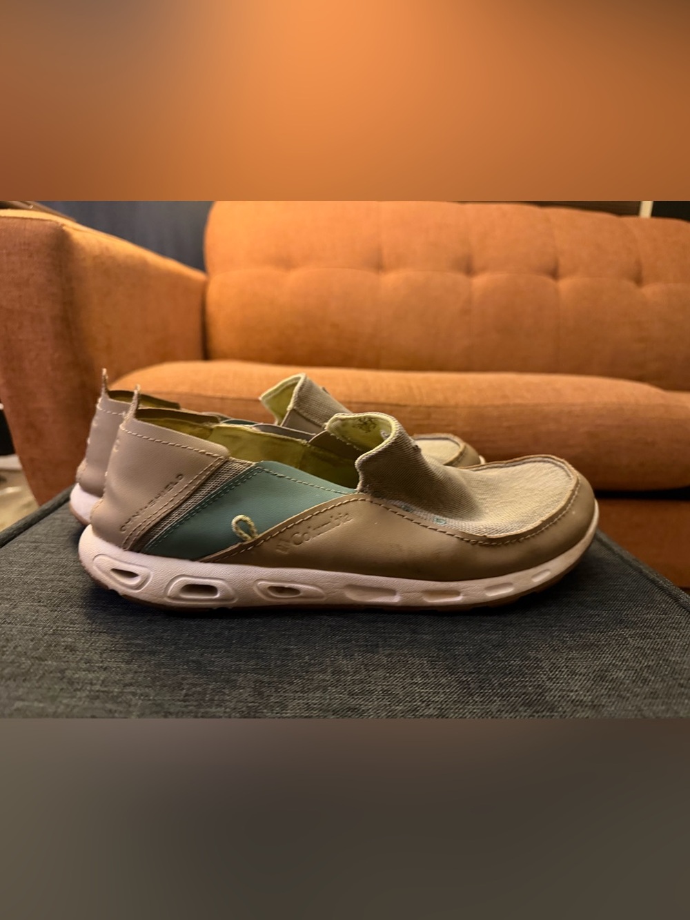Columbia PFG Casual Slip-On Men’s Shoe in Taupe and Light Blue